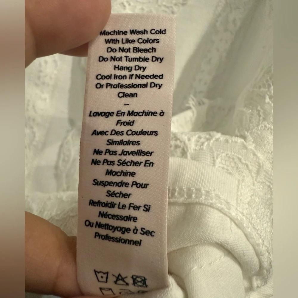 NWT Cinq à Sept White Lace Stefania Trim Shirt 3/4 Sleeve Blouse Size XS - Picture 12 of 12